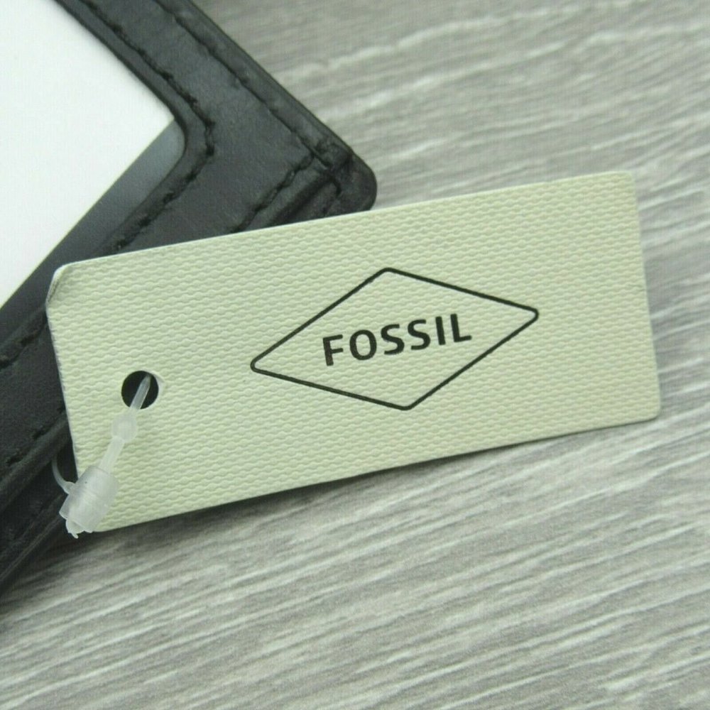 Fossil Allen Trifold RFID Black Leather Mens Wallet NEW - Picture 10 of 11